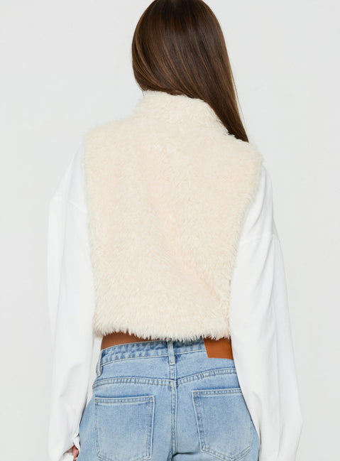 Elaska Fluffy Fleece Vest Cream