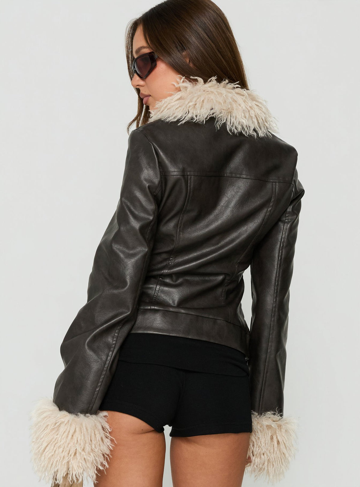 West Coaster Faux Leather Fitted Jacket Black