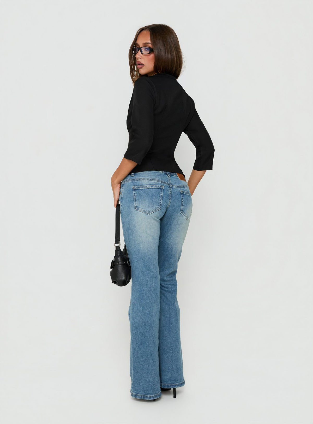 Alyss Ultra Low Rise Flared Jeans Light Vintage Blue