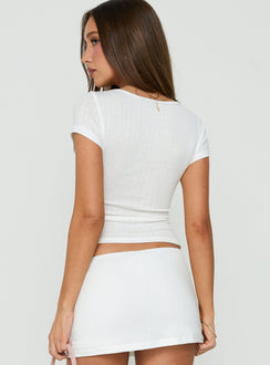 Mossie Crossover Pointelle Top White
