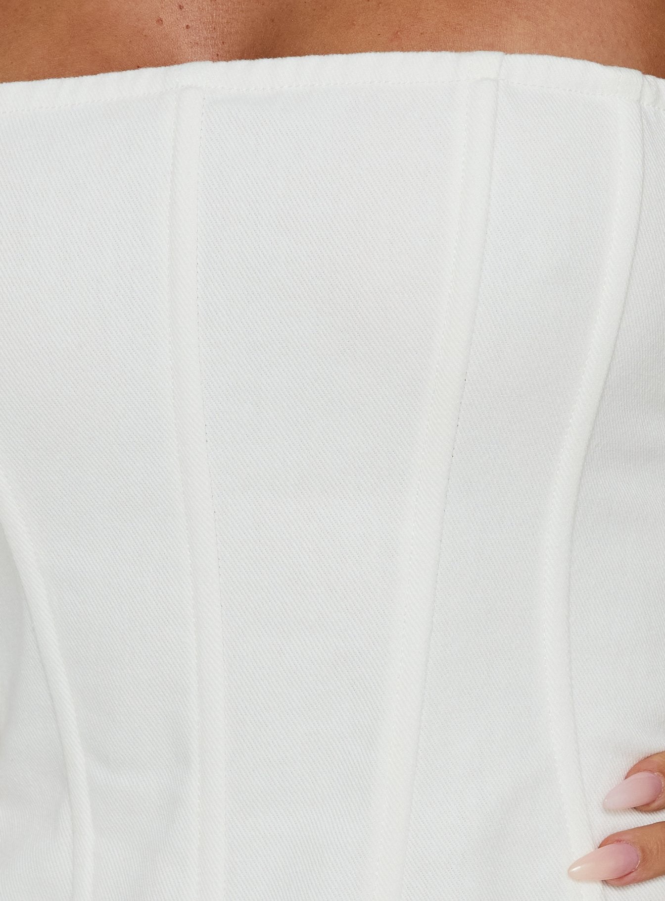 Irenah Strapless Denim Corset Mini Dress White
