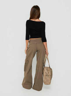 Kellenna Straight Leg Low Rise Cargo Pants Khaki