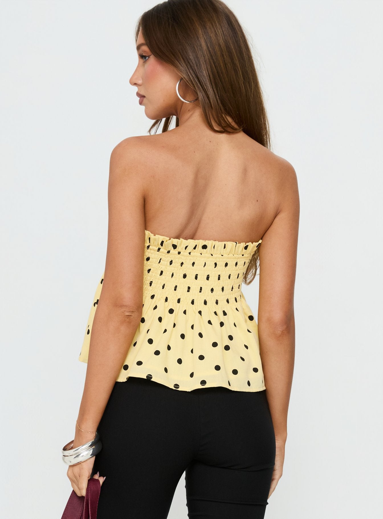 Peachy Keen Frill Cami Top Yellow Polka Dot | Princess Polly