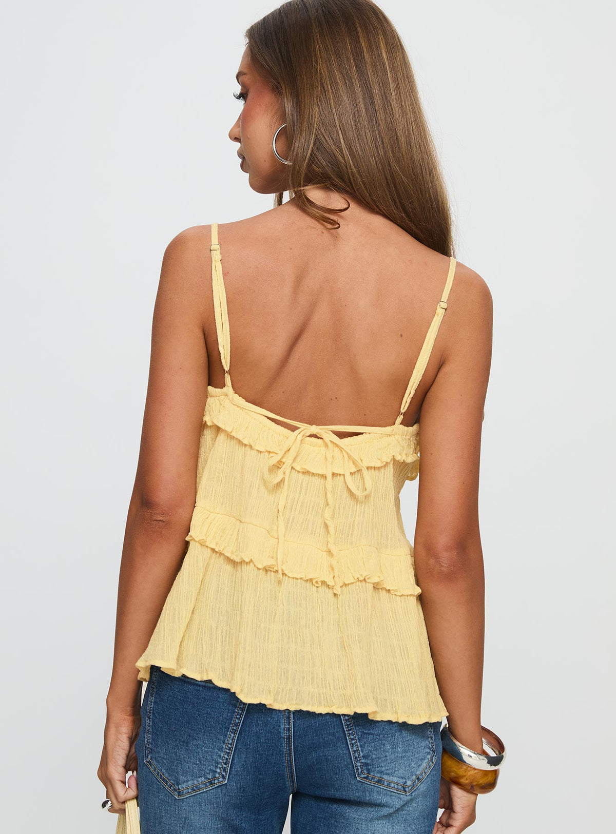 Yellow Raffles Top Jorjia Ruffle Cami Top Yellow | Princess Polly