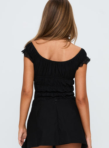 Ahead Of Myself Off Shoulder Bodysuit Black