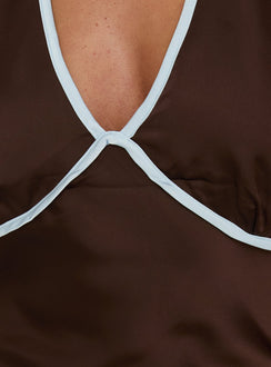 Jacyntha Halter Mini Dress Chocolate / Blue