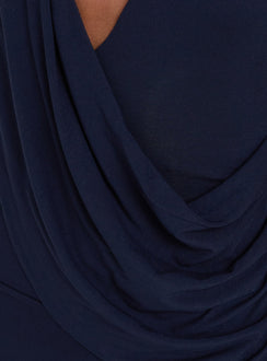 Asmeralda Plunge Low Back Maxi Dress Navy