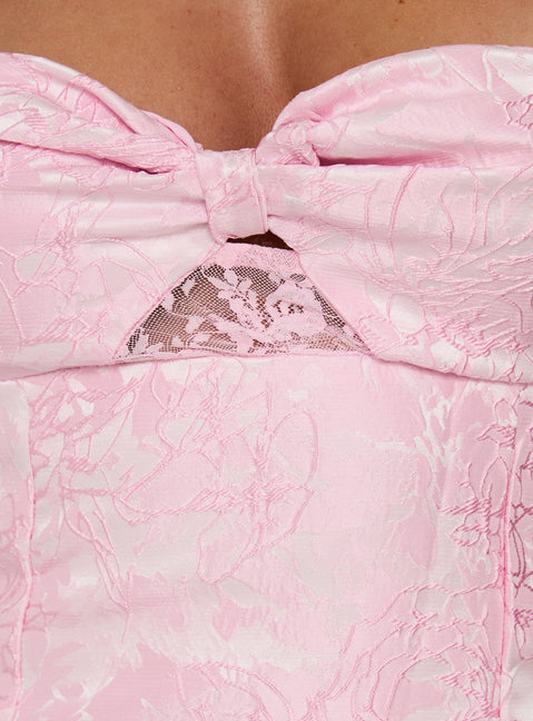 princess polly aubriana strapless mini dress pink jacquard Aubriana Princess Polly Strapless Mini Dress