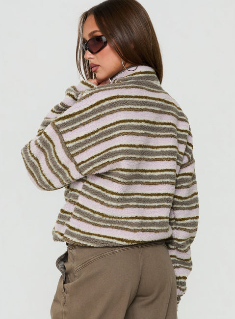 Quinee Polar Fleece Jumper Pink Multi