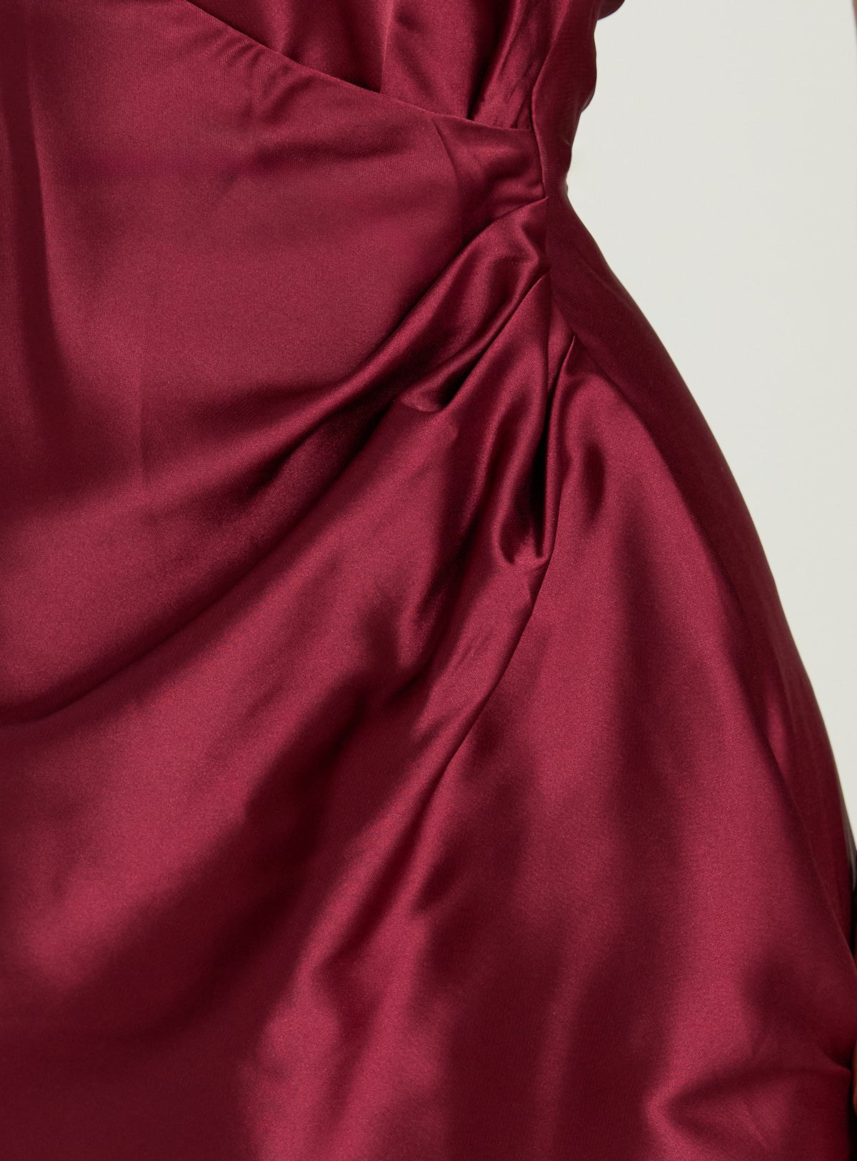 Landree Wrap Halter Satin Mini Dress Burgundy