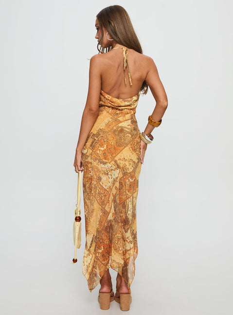 Lyanna Halter Cowl Neck Maxi Dress Multi