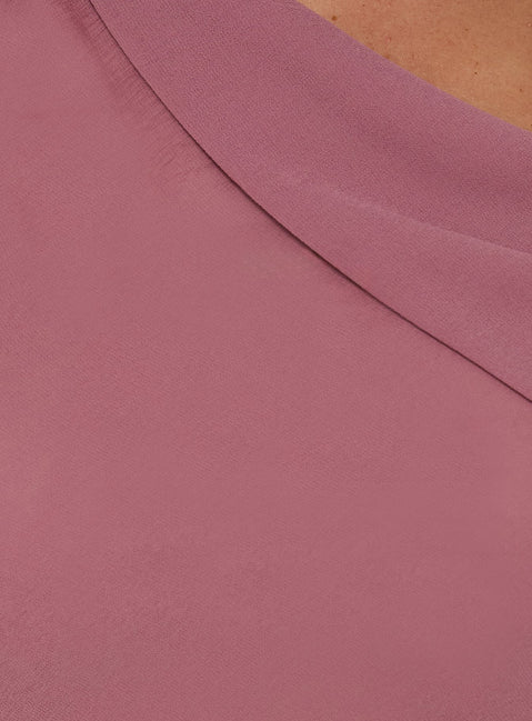 Vianna One Shoulder Foldover Detail Top Pink
