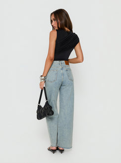 Fawcett High Rise Straight Leg Jeans Light Blue Wash Petite