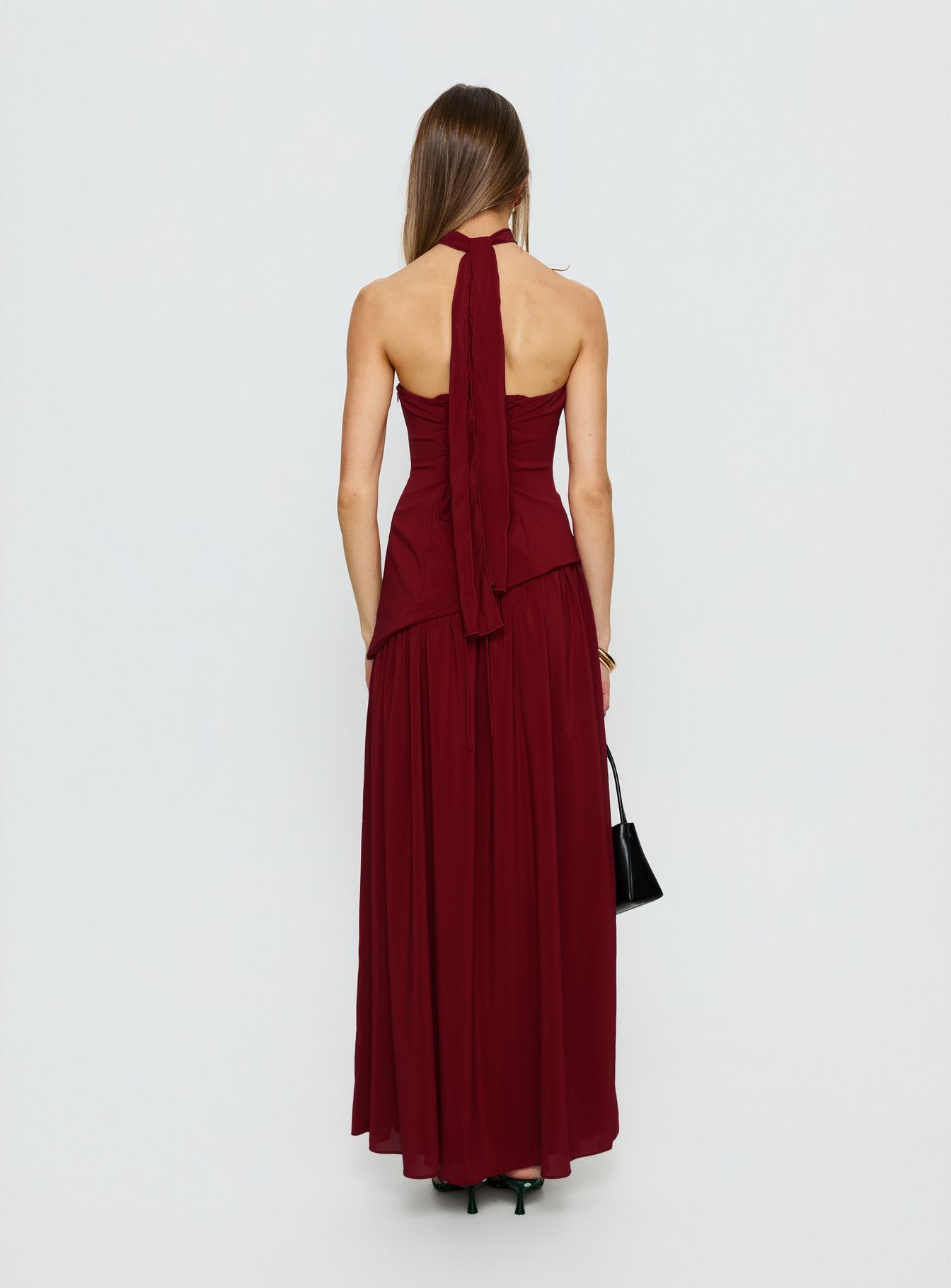 Odela Strapless Drop Waist Maxi Dress Cherry