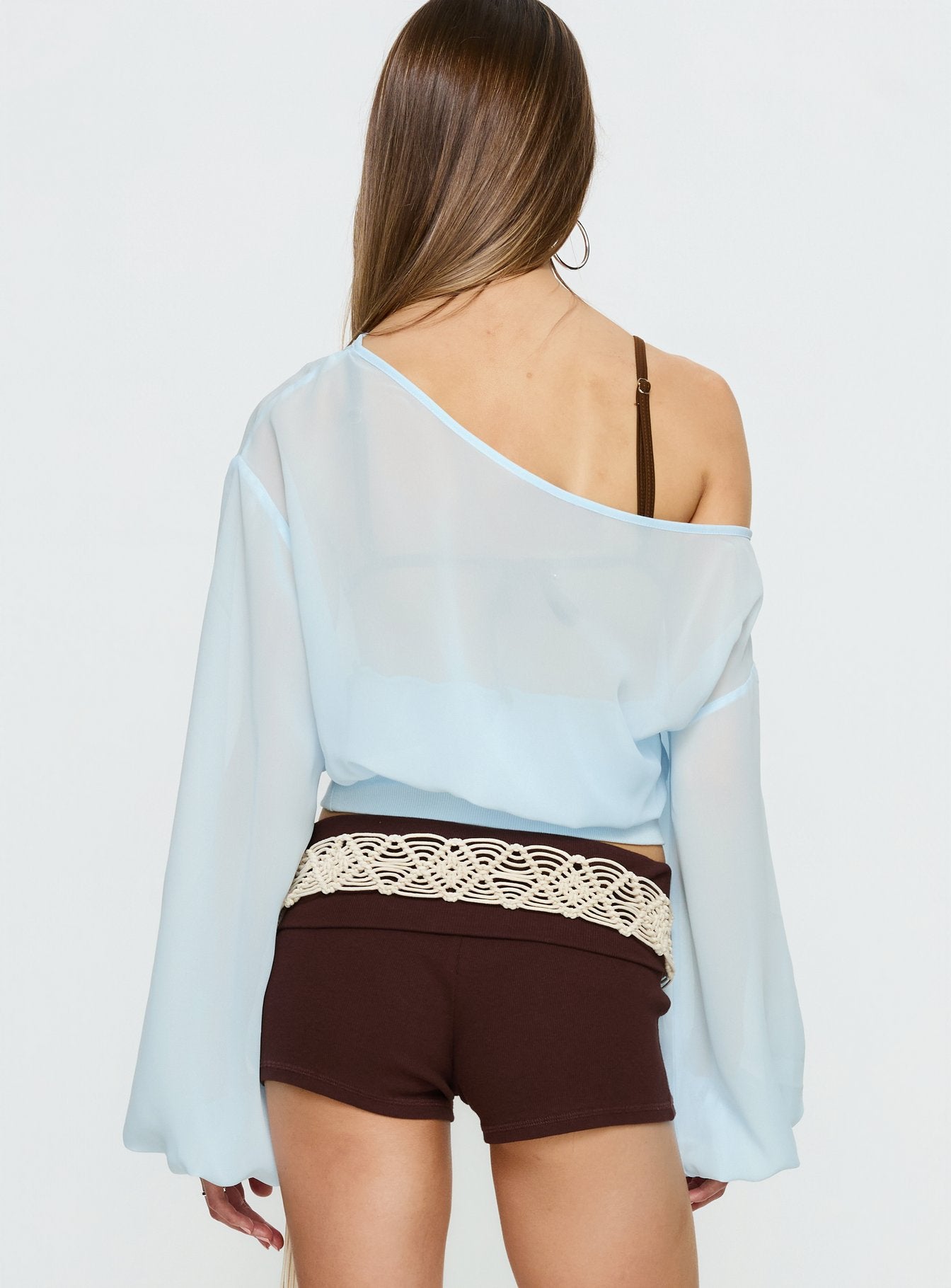 Idalina Slouchy Chiffon Top Blue