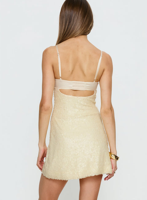 Alishia Satin Sequin Corset Mini Dress Butter