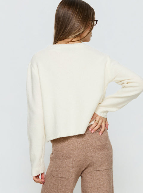 back view of model wearing Princess Polly Denmark Cardigan White Cropped Jumpers 
