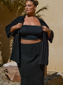 product Mercer Linen Blend Maxi Skirt Black Curve Princess Polly  Maxi 