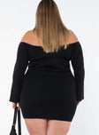 Parisa Long Sleeve Mini Dress Black Curve