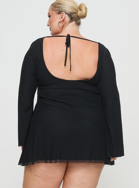 Lukea Long Sleeve Mini Dress Black Curve | Princess Polly Lukea Long Sleeve Mini Dress Black Curve | Princess Polly