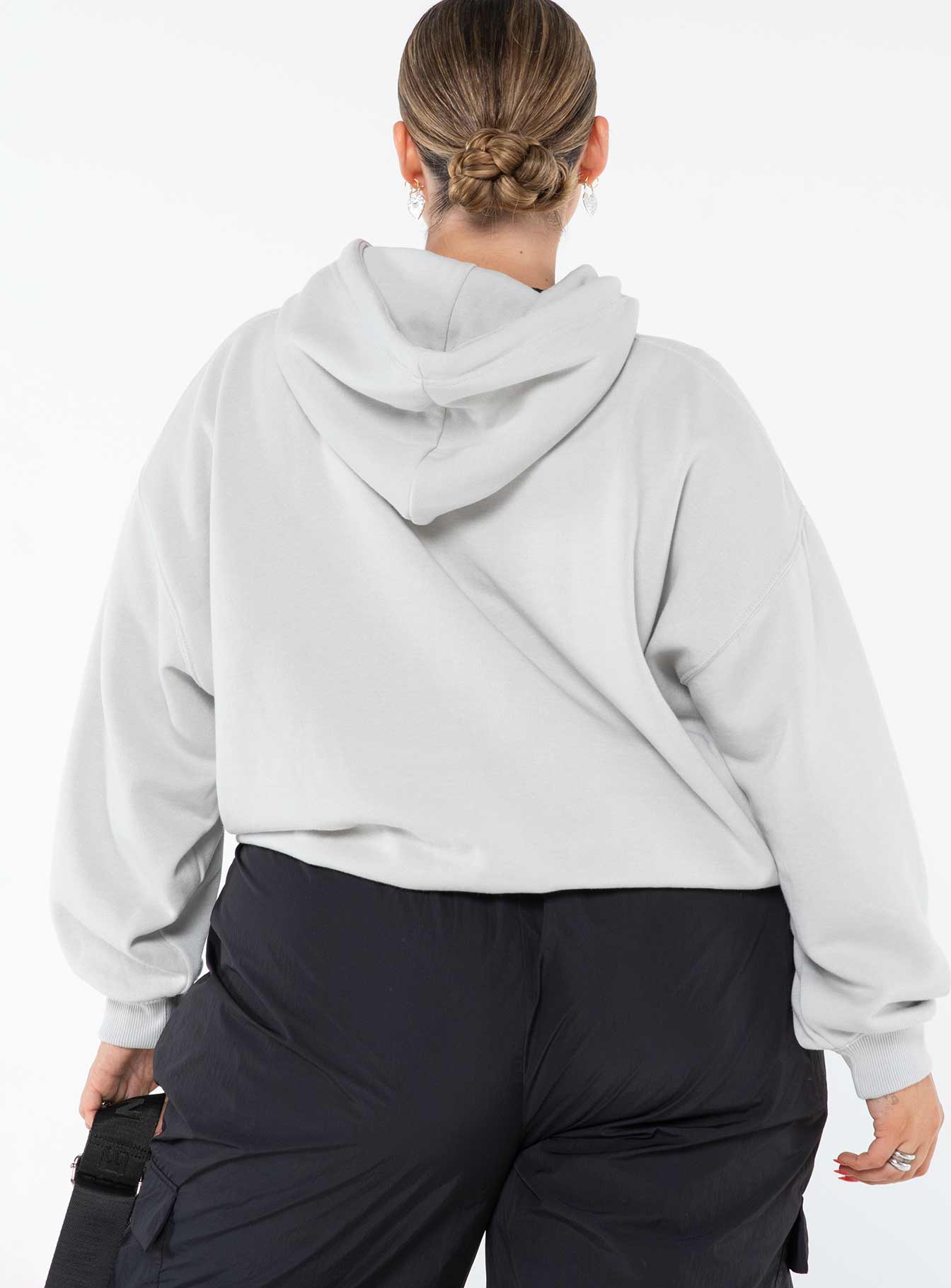 Princess Polly Hooded Sweatshirt Collegiate Text Grey / Green Curve Princess Polly  regular 