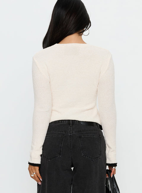 back view of model wearing Princess Polly Keree Lightweight Knit Sweater Cream cropped 
