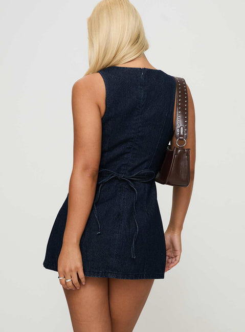 Ainsleigh Shift Denim Playsuit Dark Wash Tall