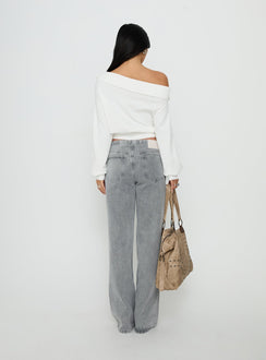 Pipper Asymmetrical Button Up Jeans Grey Wash