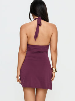 Tinisie Halter Mini Dress Currant