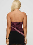 back view of model wearing Princess Polly Lourde Strapless Top Wine Sleeveless straight 