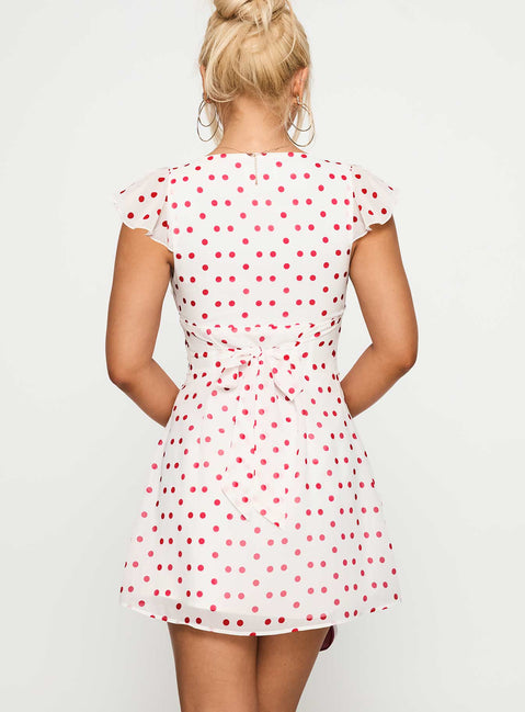 I Guess So Mini Dress White / Burgundy | Princess Polly I Guess So Mini Dress White / Burgundy | Princess Polly