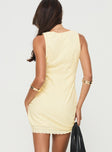 back view of model wearing Princess Polly Brener Mini Dress Lemon Plunger 