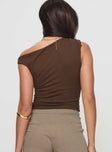 product Princess Polly Sleeveless Asymmetric Neckline  Danza Top Brown