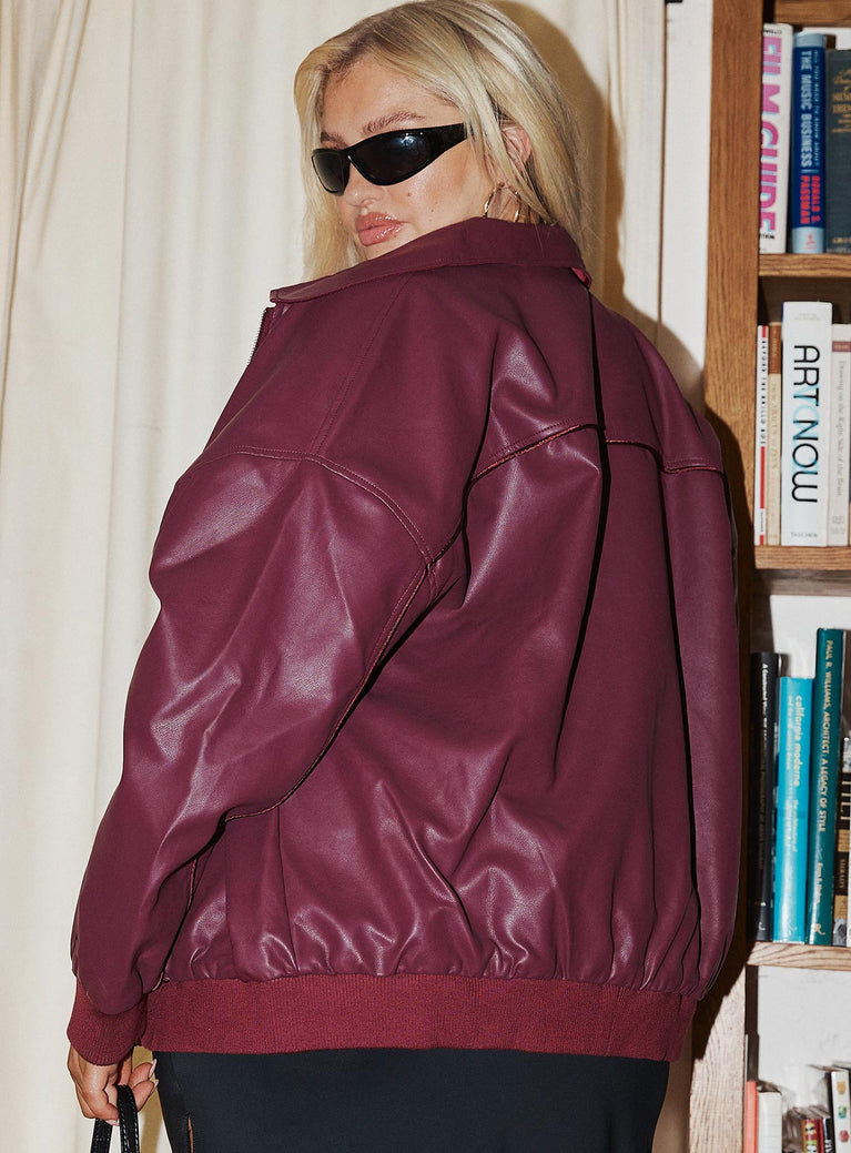 Princess Polly Goldsmith Faux Leather Bomber Jacket