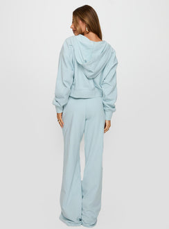 back view of model wearing Princess Polly Mindful Low Rise Pant Blue Low Rise Pants 