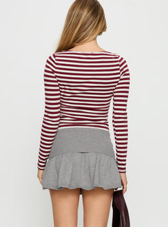 back view of model wearing Princess Polly Karmia Knit Foldover Mini Skirt Grey Mini Skirts 