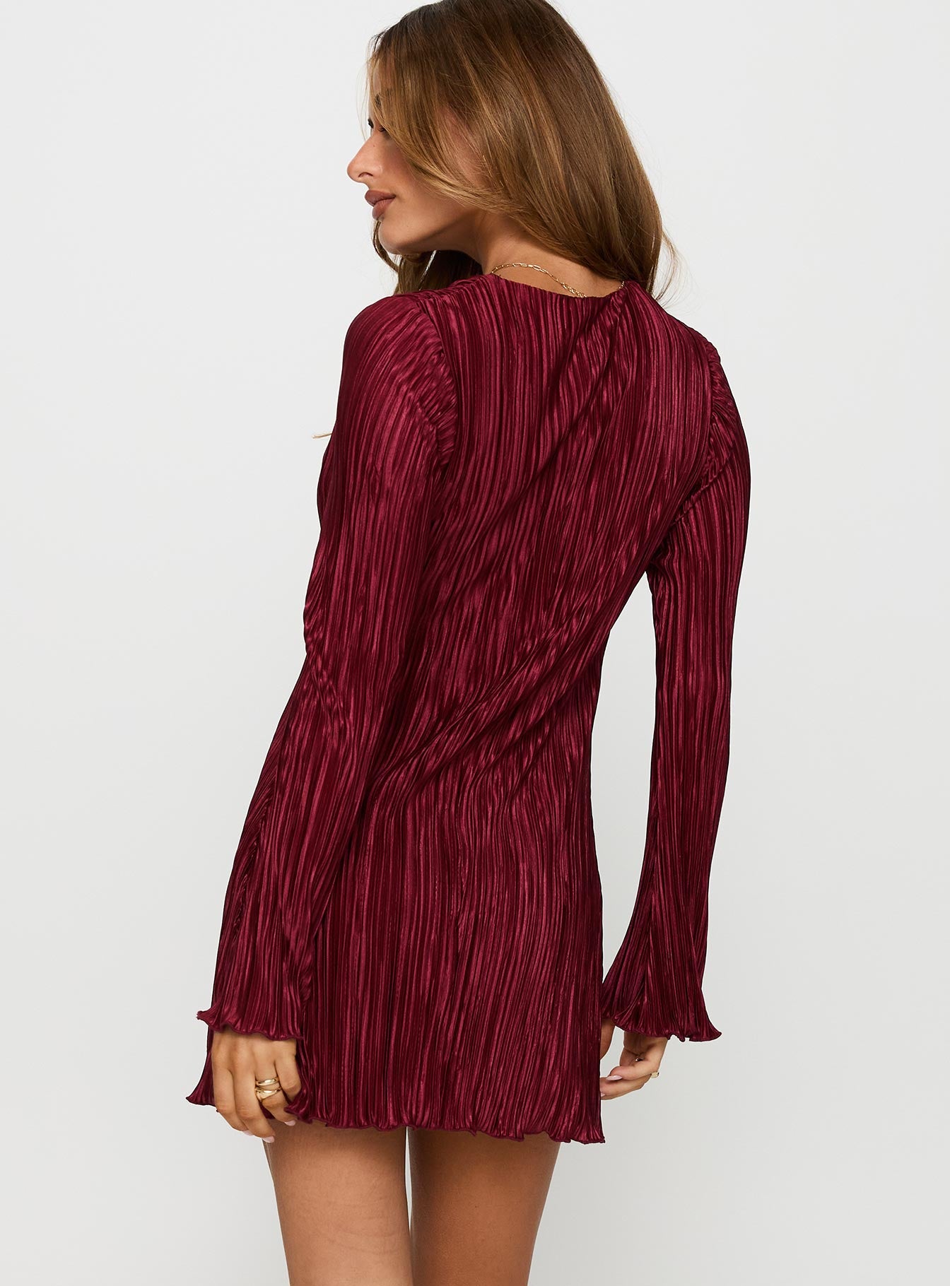 Malop Long Sleeve Mini Dress Burgundy | Princess Polly Malop Long Sleeve Mini Dress Burgundy | Princess Polly