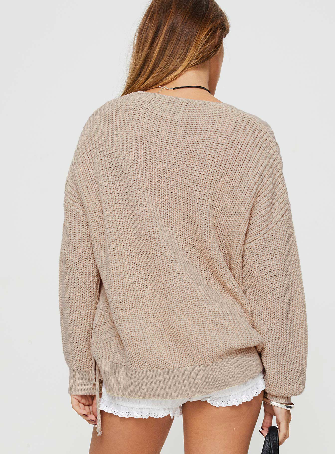 Lack Of Love Cable Knit Sweater Beige Princess Polly  regular 