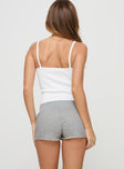 Shorts Low rise fit, thick elasticated waist, drawstring fastening, raw edge hem Good stretch, unlined 