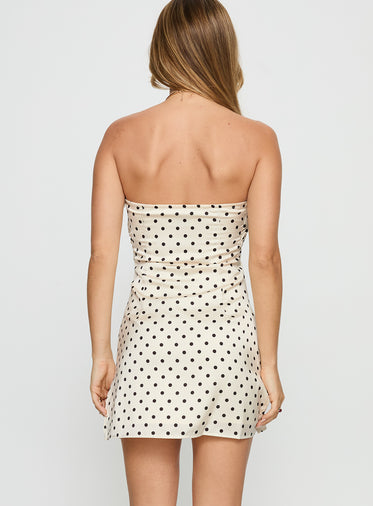 Irena Strapless Mini Dress Cream / Polka Dot