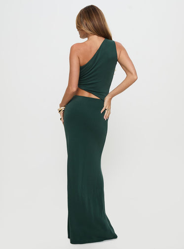 Diablo Cut Out Maxi Dress Forest Green