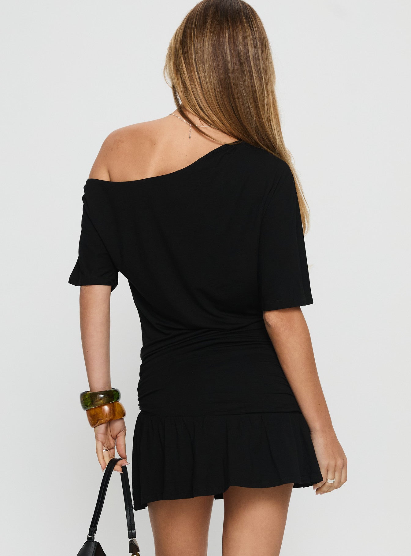 princess polly black off the shoulder dress Acosta Long Sleeve Off Shoulder Mini Dress | Black | Womens