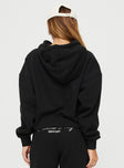 Princess Polly Hooded Sweatshirt Script Black / Ivory Princess Polly  regular 