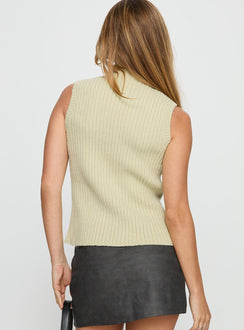 Mayleen Sleeveless High Neck Top Sage