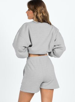 Princess Polly Track Shorts Cursive Text Grey Marle / Red Princess Polly high-rise 