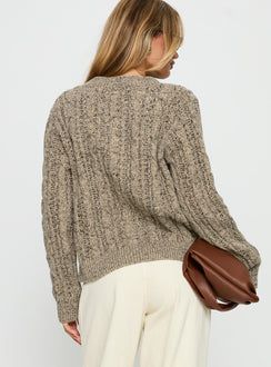 back view of model wearing Princess Polly Kaytee Button Up Knit Cardigan Grey 