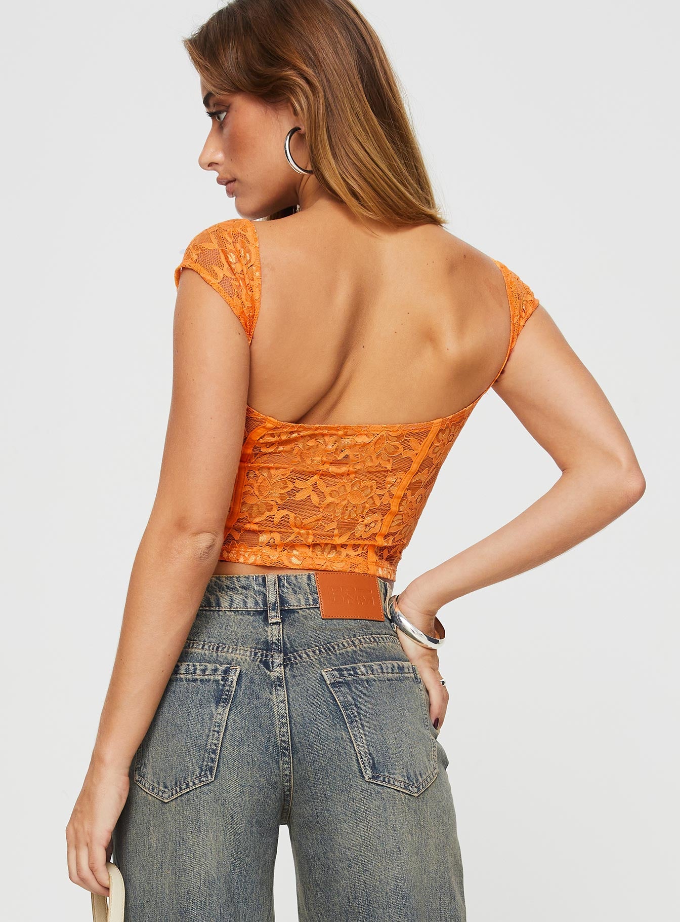 Shakman Lace Top Orange | Princess Polly