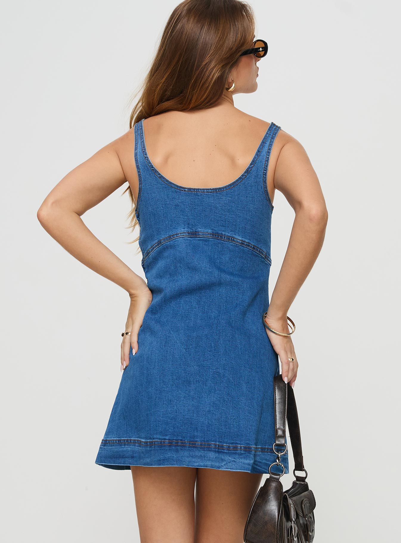 Rautha Denim Mini Dress | Mid Wash | Womens | Princess Polly Rautha Denim Mini Dress | Mid Wash | Womens | Princess Polly