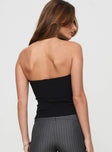 back view of model wearing Princess Polly Reckless Abandon Strapless Top Black Sleeveless straight 