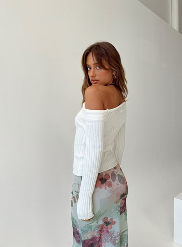 Jaybell Cold Shoulder Sweater White